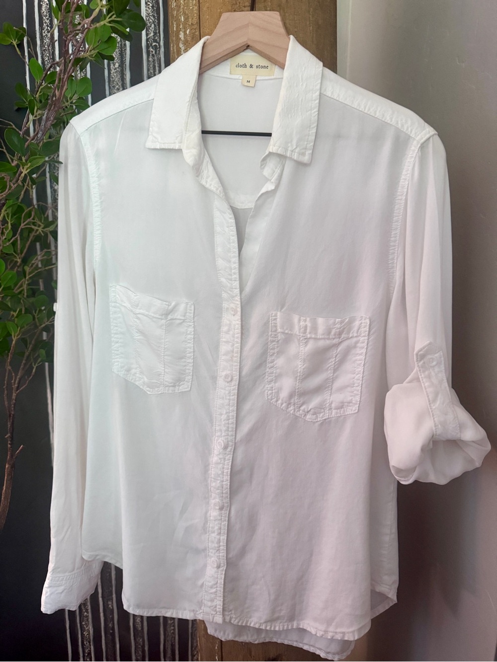 cloth & stone White Relaxed Button-Down Shirt with Pockets